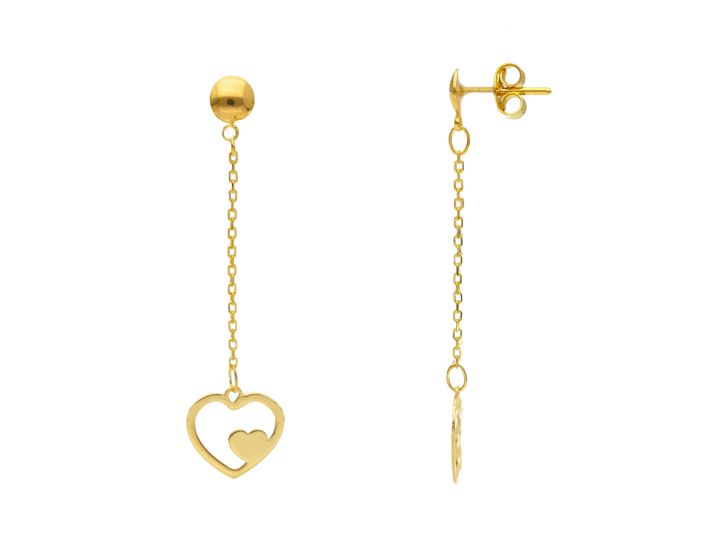 Golden heart earrnigs 14k (code S261370)
